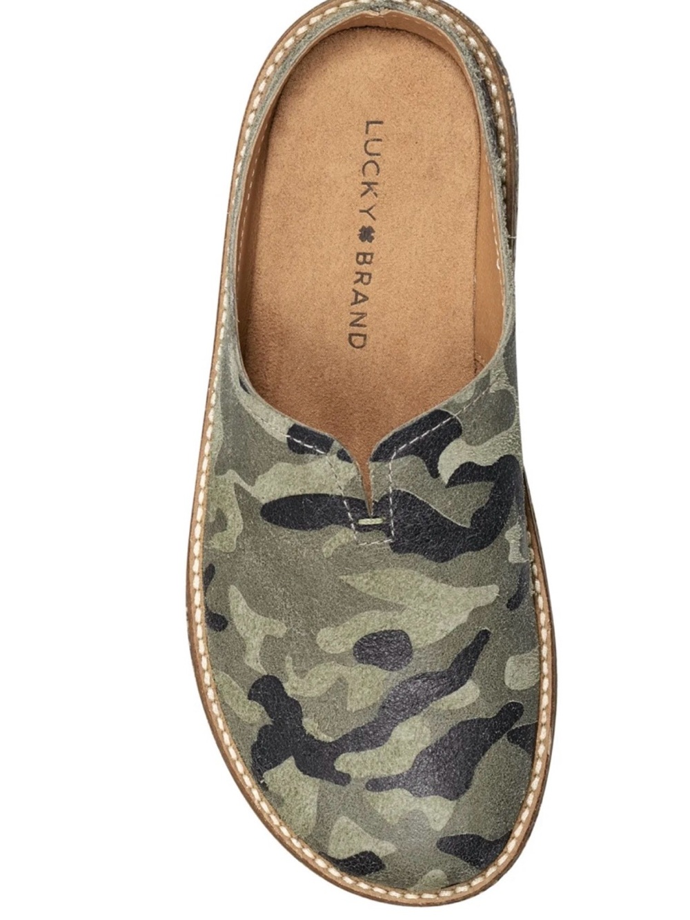 Lucky Brand Women’s Camo Slip-On Tamala Clog in Green and Black